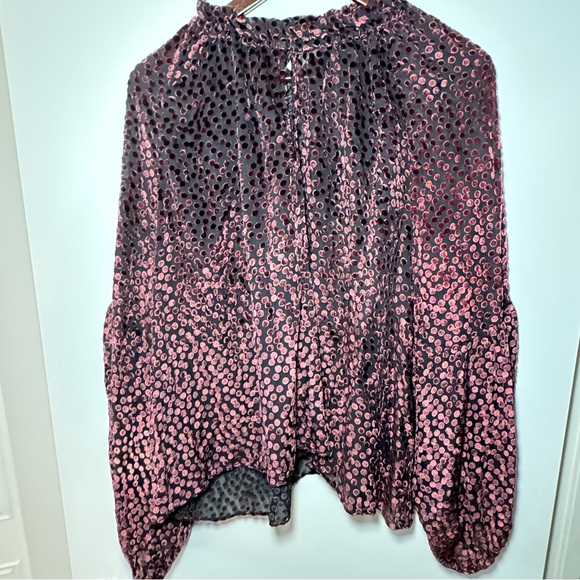 Addition Elle Balloon-Sleeve Burnout Velvet Top - Winetasting - Size 2X - Picture 7 of 10